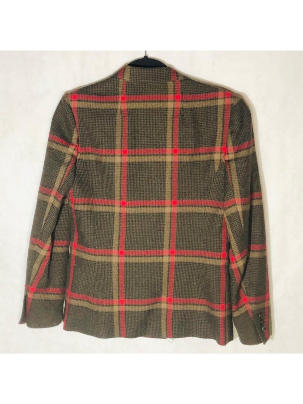 Sports Galore blazar plaid brown black pockets button wool medium bust 18" READ - Picture 7 of 12